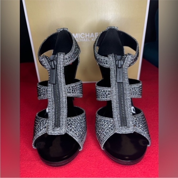 New Michael Kors Berkley Strap Glitter Heels sz 8.5 - Picture 5 of 6